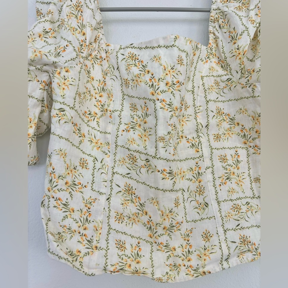 Joie NWT 100% linen floral print blouse Sz Medium - Picture 3 of 8